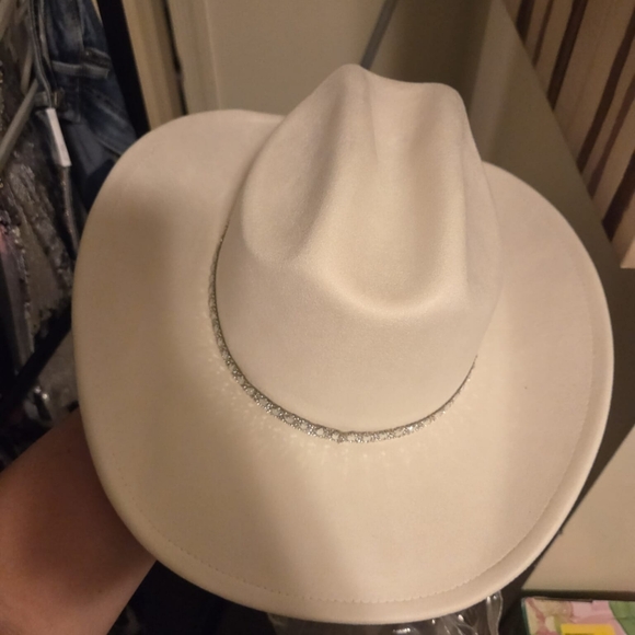 White Rhinestone Cowboy Hat M/L - Picture 7 of 7